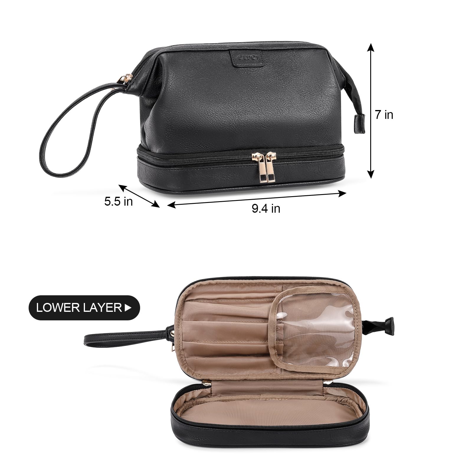 Foto 4 pulgar | Bolsa De Maquillaje De Viaje Cluci De Doble Capa De Piel Sintética De Gran Capacidad - Venta Internacional.