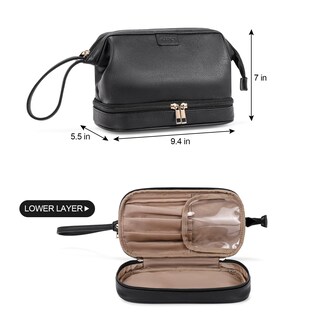 Foto 3 | Bolsa De Maquillaje De Viaje Cluci De Doble Capa De Piel Sintética De Gran Capacidad - Venta Internacional.