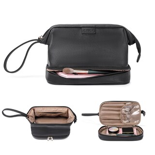 Foto 4 | Bolsa De Maquillaje De Viaje Cluci De Doble Capa De Piel Sintética De Gran Capacidad - Venta Internacional.