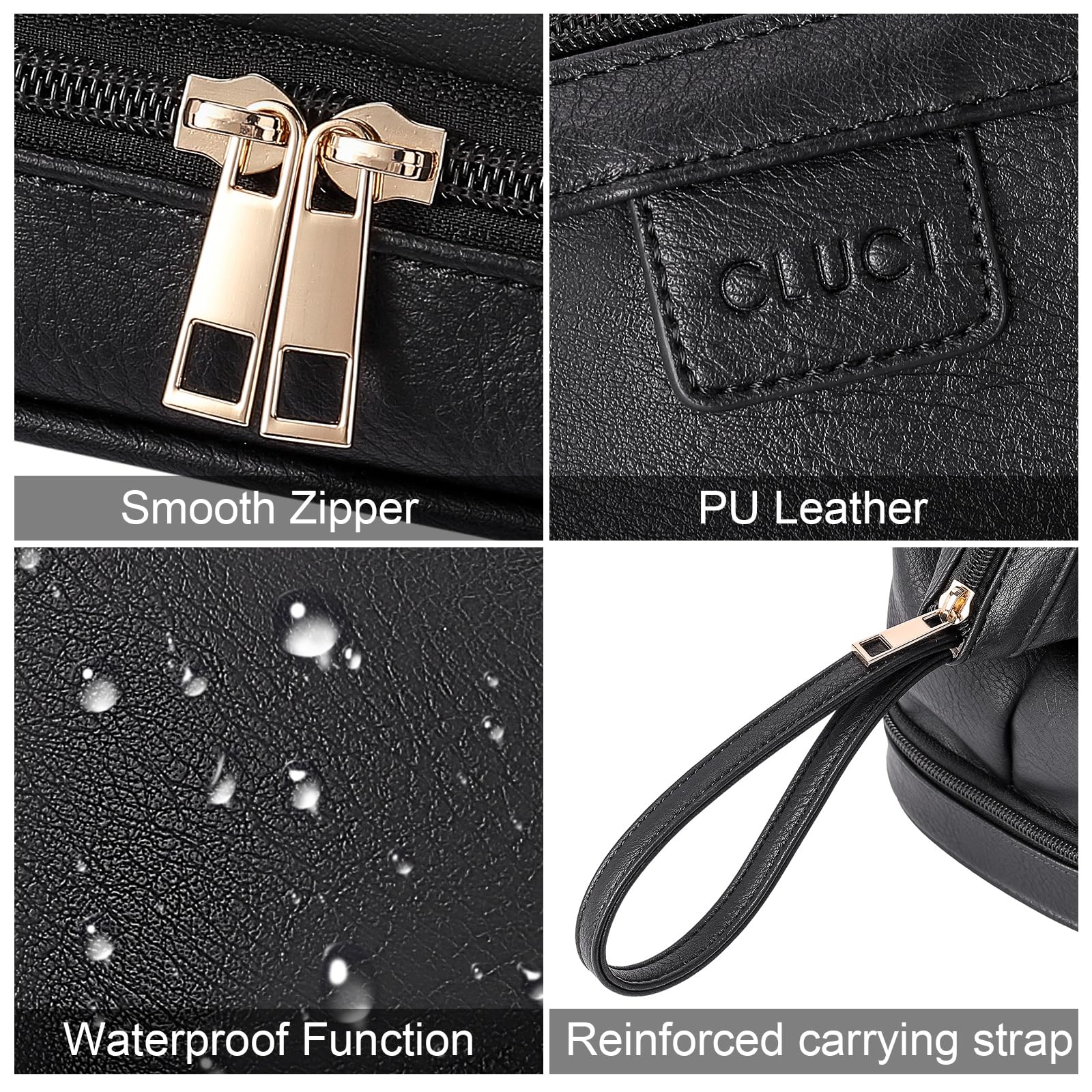 Foto 7 | Bolsa De Maquillaje De Viaje Cluci De Doble Capa De Piel Sintética De Gran Capacidad - Venta Internacional.