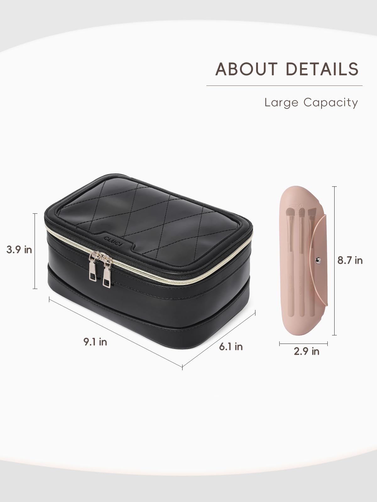 Foto 4 pulgar | Bolsa De Maquillaje Cluci Travel De Tpu Transparente Con Organizador Para Brochas - Venta Internacional.