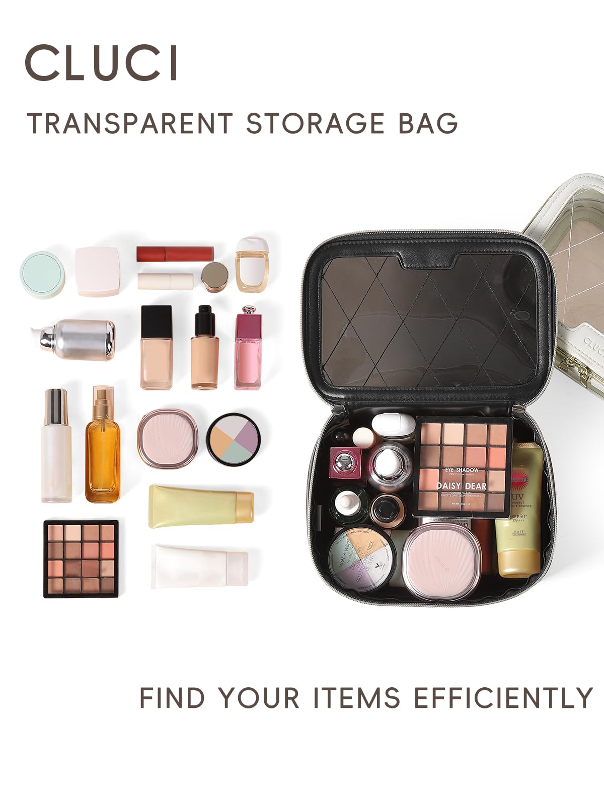 Foto 5 pulgar | Bolsa De Maquillaje Cluci Travel De Tpu Transparente Con Organizador Para Brochas - Venta Internacional.