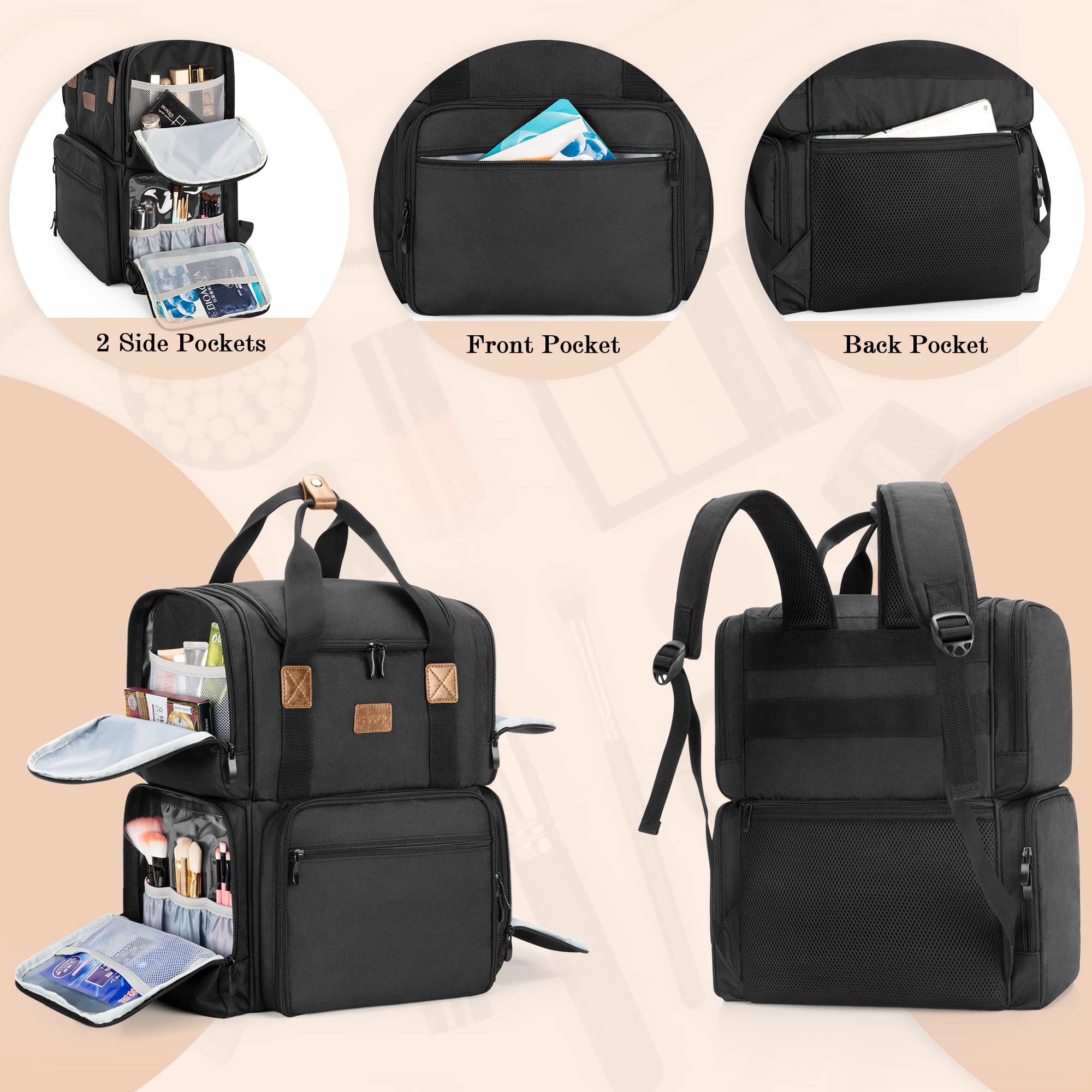 Foto 4 | Bolsa De Cosméticos Bafaso Con 3 Bolsas Interiores Extraíbles, Color Negro - Venta Internacional.