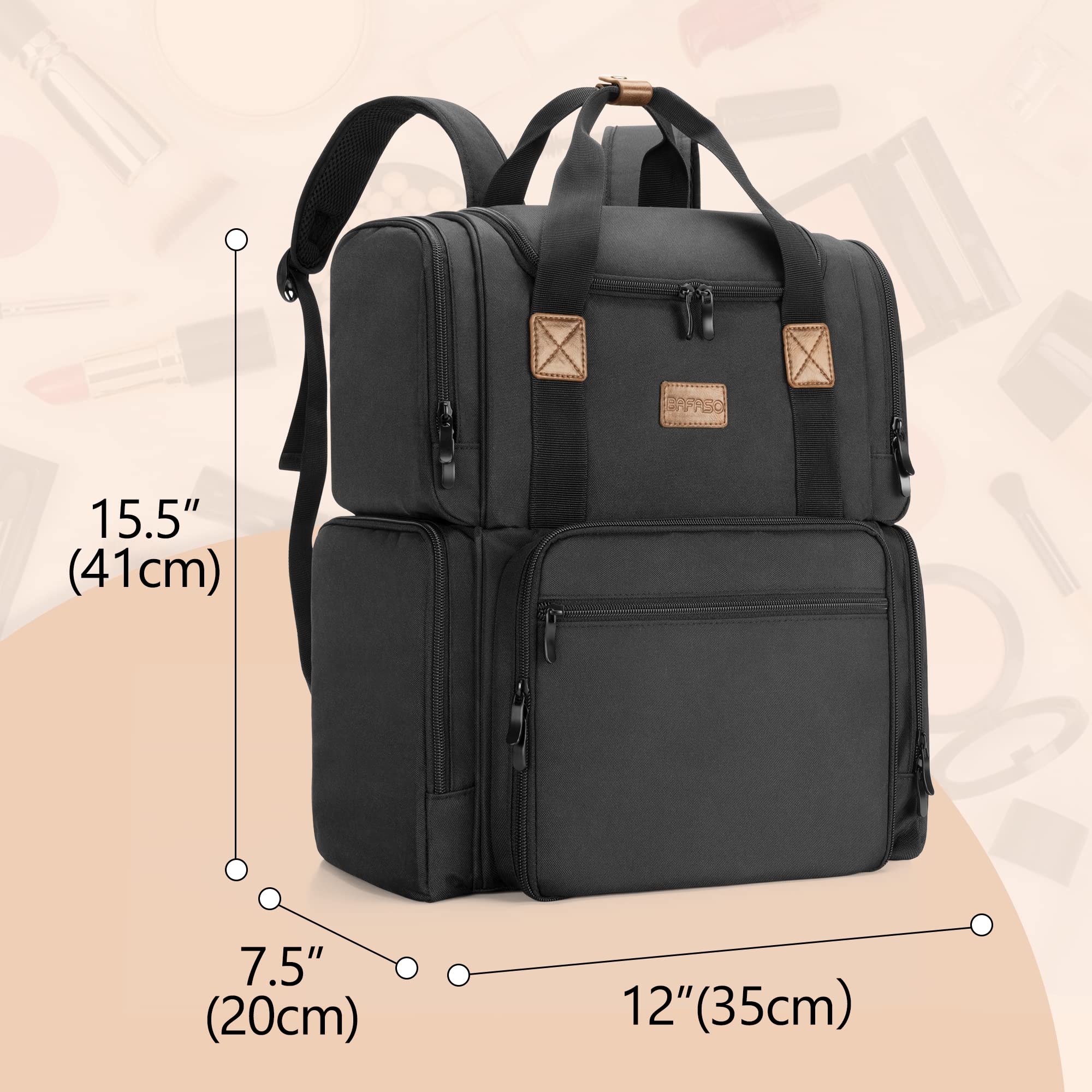 Foto 7 | Bolsa De Cosméticos Bafaso Con 3 Bolsas Interiores Extraíbles, Color Negro - Venta Internacional.