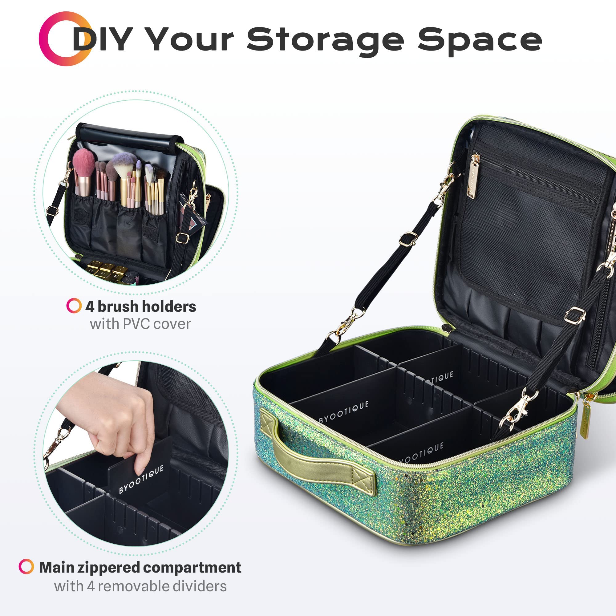 Foto 4 pulgar | Estuche de Maquillaje Byootique Verde de Viaje - Venta Internacional