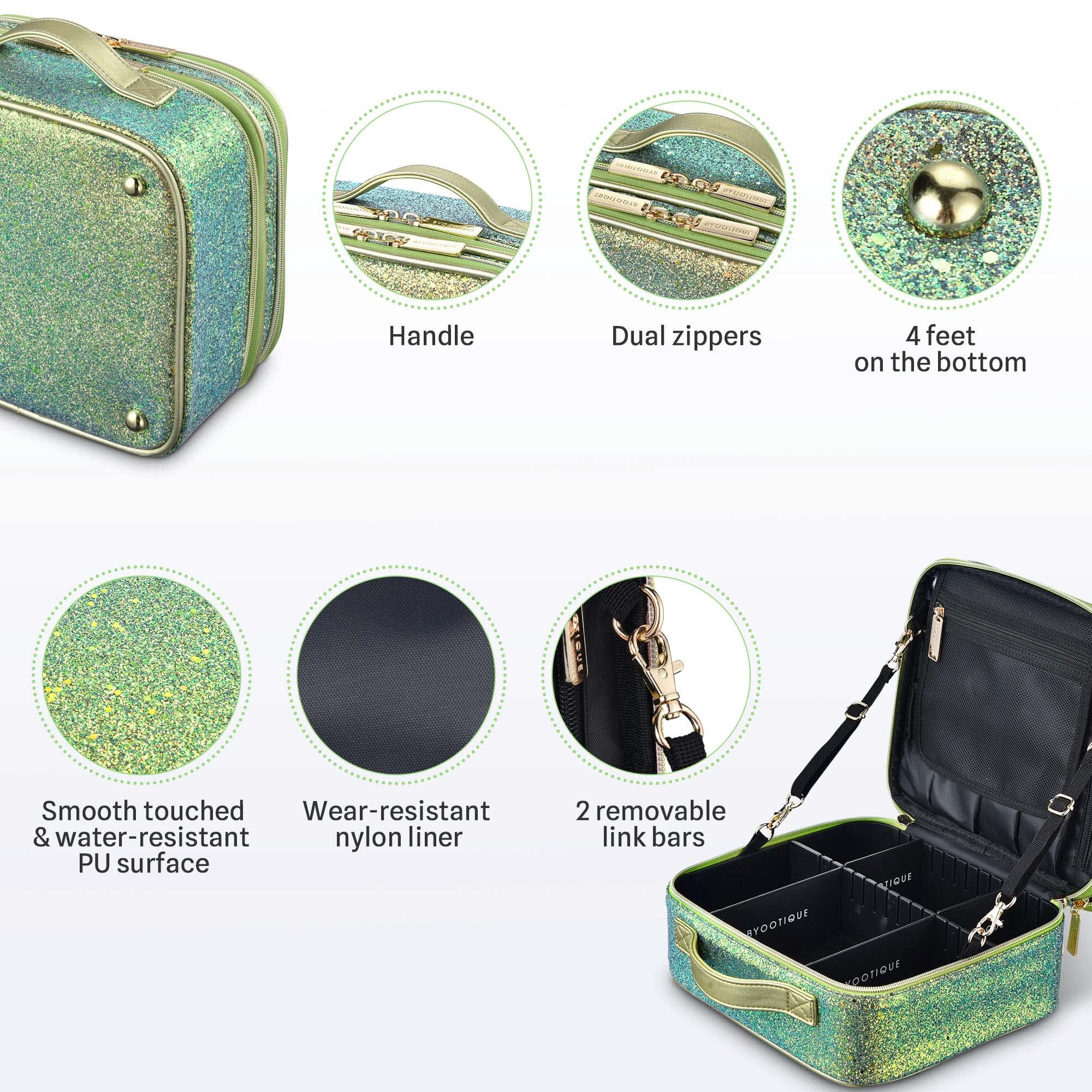 Foto 6 pulgar | Estuche de Maquillaje Byootique Verde de Viaje - Venta Internacional