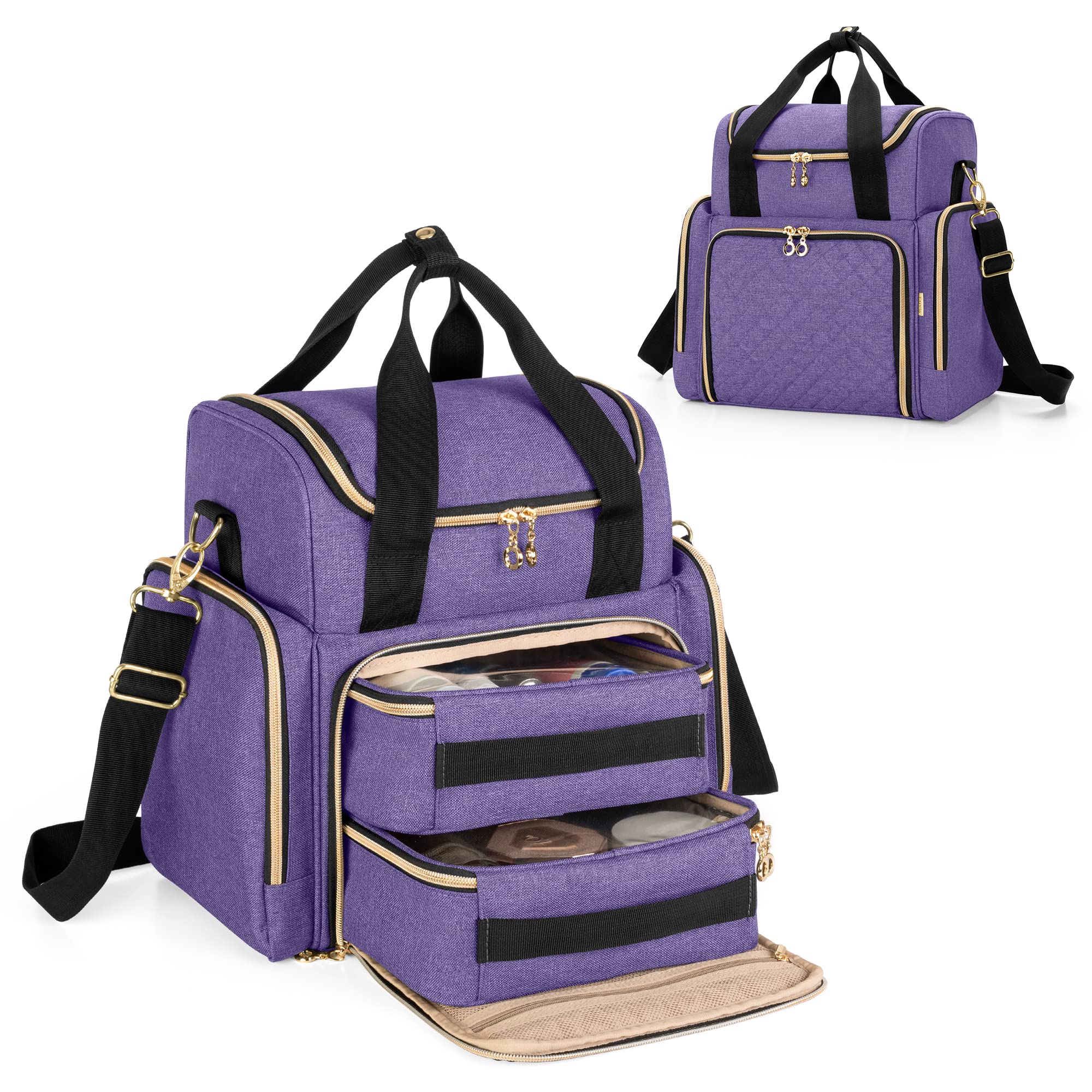 Foto 2 pulgar | Bolsa de Maquillaje de Viaje Luxja con 2 Fundas Extraíbles de Nailon Morado - Venta Internacional