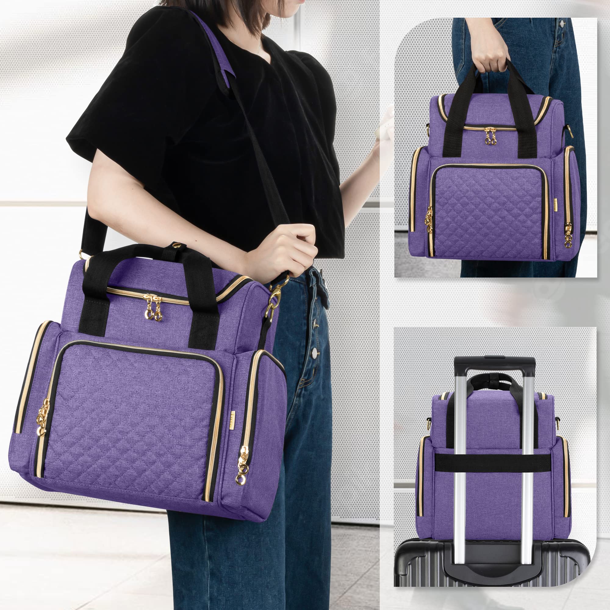 Foto 7 pulgar | Bolsa de Maquillaje de Viaje Luxja con 2 Fundas Extraíbles de Nailon Morado - Venta Internacional