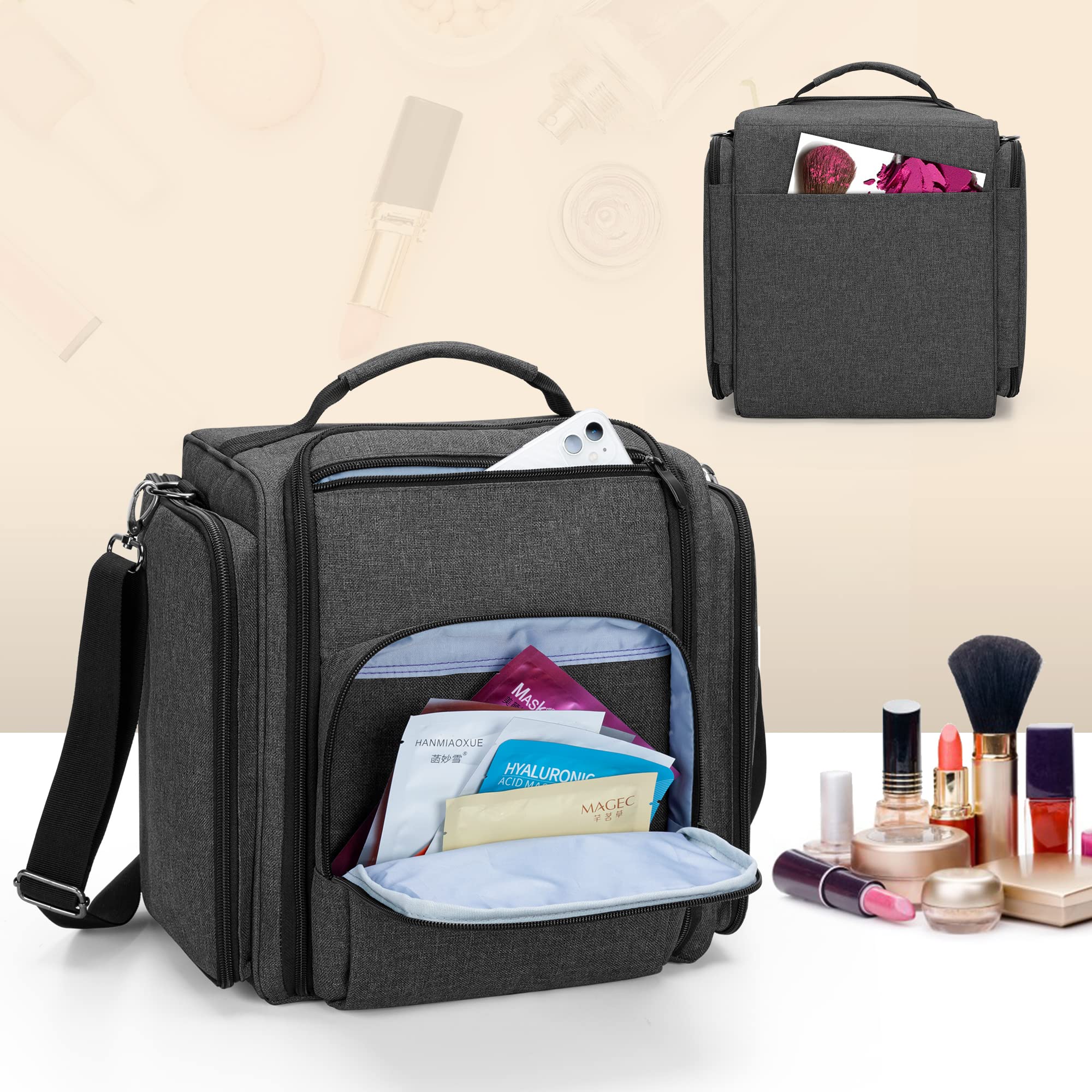 Foto 6 pulgar | Bolsa De Maquillaje Bafaso, Bolsa De Cosméticos Con 4 Bolsas Interiores De Nailon Negro - Venta Internacional.