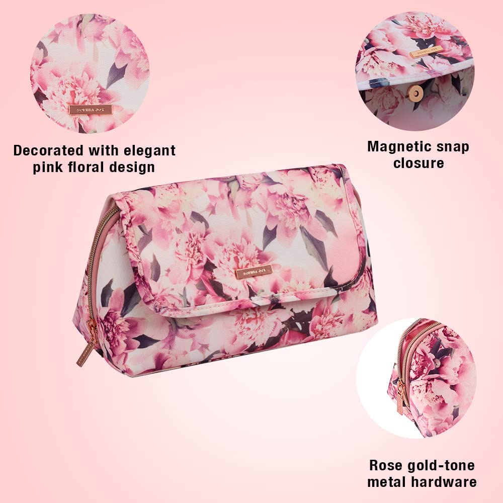 Foto 3 pulgar | Bolsa de Maquillaje Conair Sophia Joy Organizer con Estampado Floral Rosa - Venta Internacional