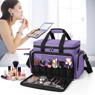 Foto 7 | Bolsa de Maquillaje BAFASO Tamaño Grande con Separadores Extraíbles en color Morado - Venta Internacional