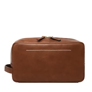 Foto 1 | Neceser de Viaje Fossil Leather Shave Dopp Kit Marrón - Venta Internacional