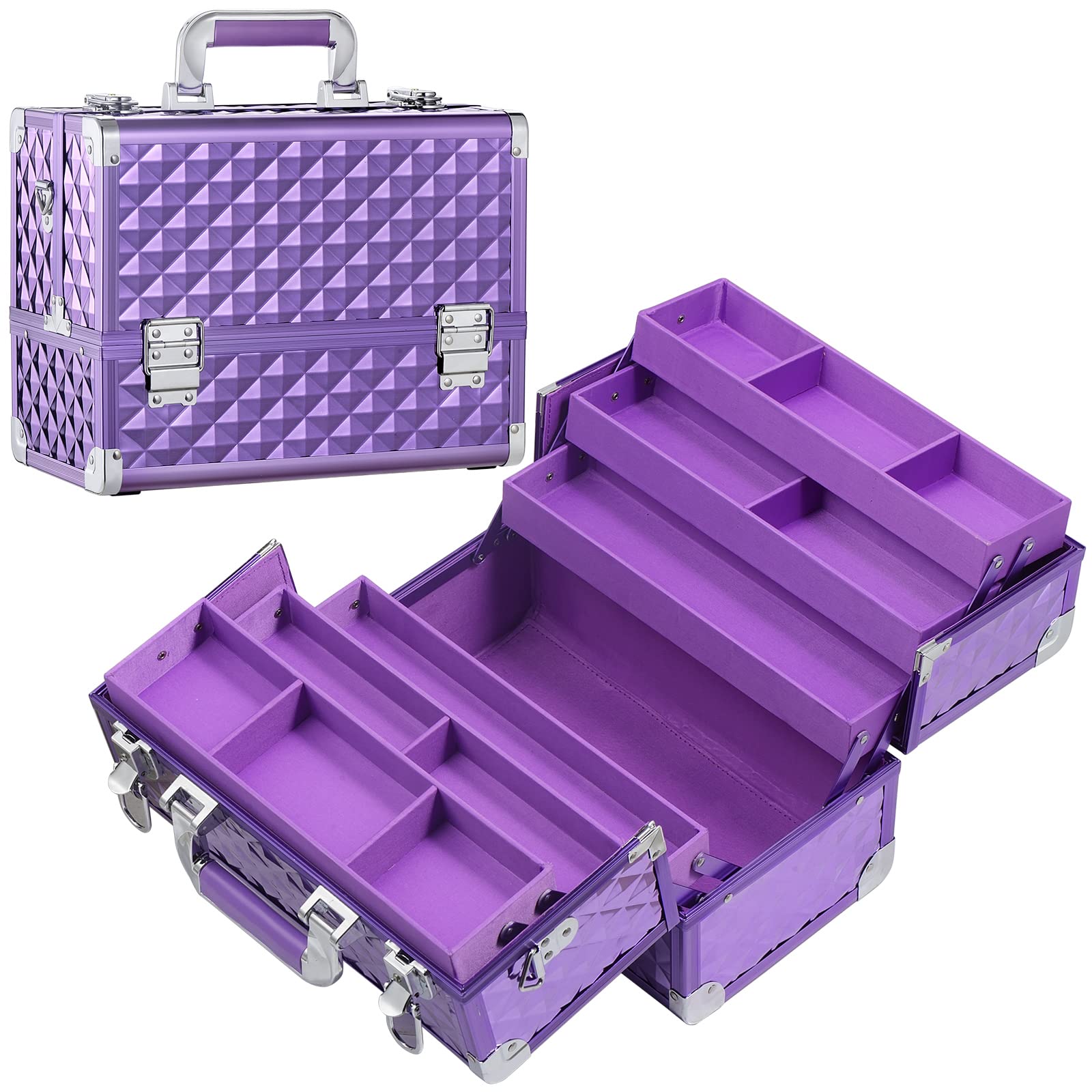 Foto 2 pulgar | Funda Organizadora de Maquillaje Frenessa con 6 Bandejas Color Morado - Venta Internacional