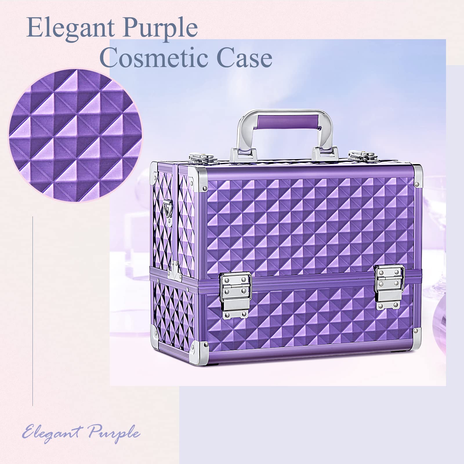 Foto 7 pulgar | Funda Organizadora de Maquillaje Frenessa con 6 Bandejas Color Morado - Venta Internacional