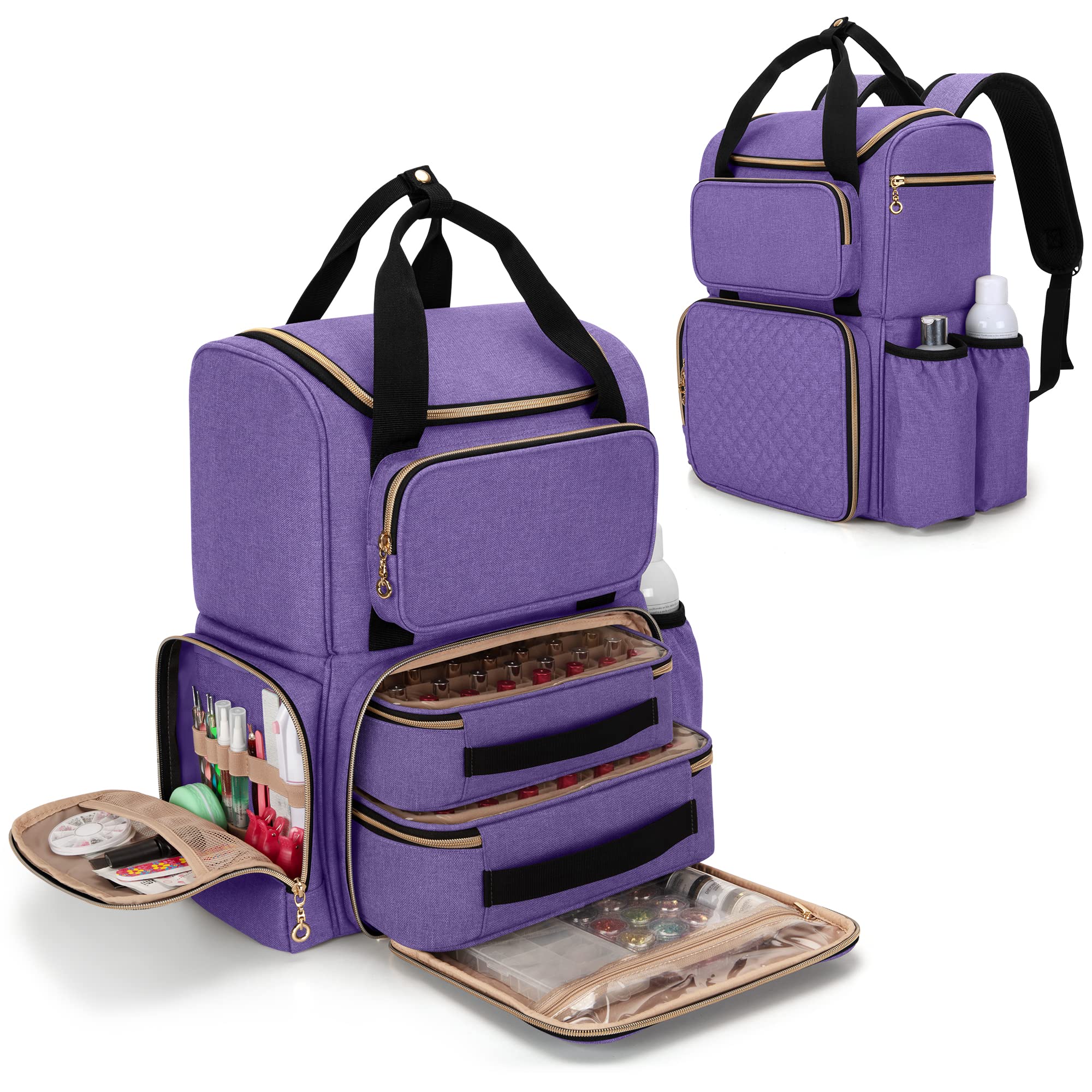 Foto 2 pulgar | Organizador De Esmaltes De Uñas Luxja, Mochila Con Capacidad Para 70 Botellas, Color Morado - Venta Internacional.