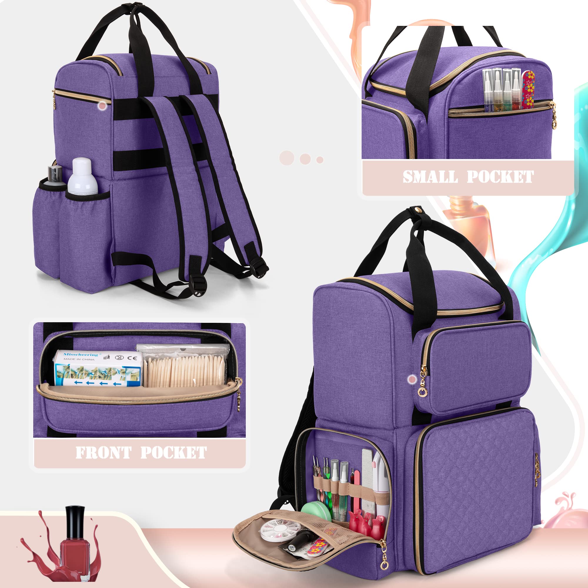 Foto 5 pulgar | Organizador De Esmaltes De Uñas Luxja, Mochila Con Capacidad Para 70 Botellas, Color Morado - Venta Internacional.