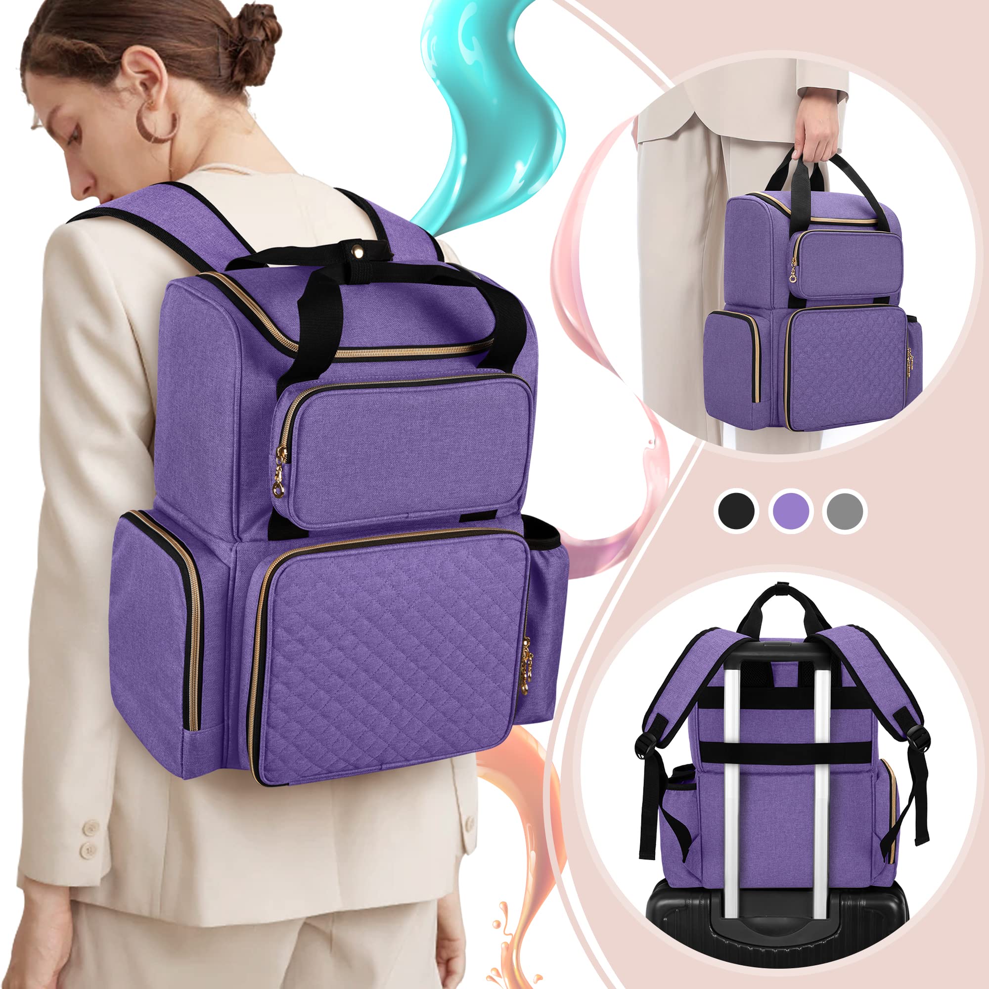 Foto 6 pulgar | Organizador De Esmaltes De Uñas Luxja, Mochila Con Capacidad Para 70 Botellas, Color Morado - Venta Internacional.