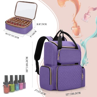 Foto 6 | Organizador De Esmaltes De Uñas Luxja, Mochila Con Capacidad Para 70 Botellas, Color Morado - Venta Internacional.