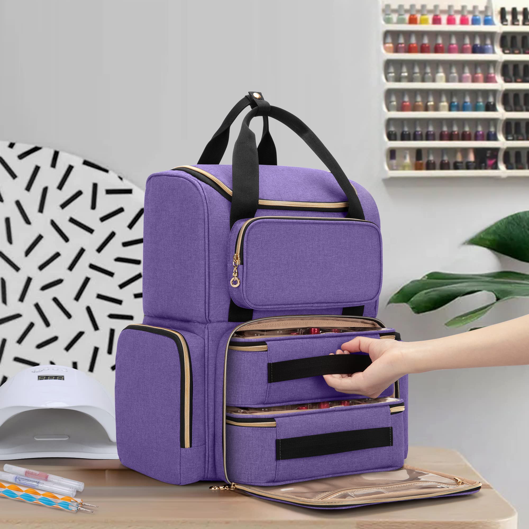 Foto 7 | Organizador De Esmaltes De Uñas Luxja, Mochila Con Capacidad Para 70 Botellas, Color Morado - Venta Internacional.