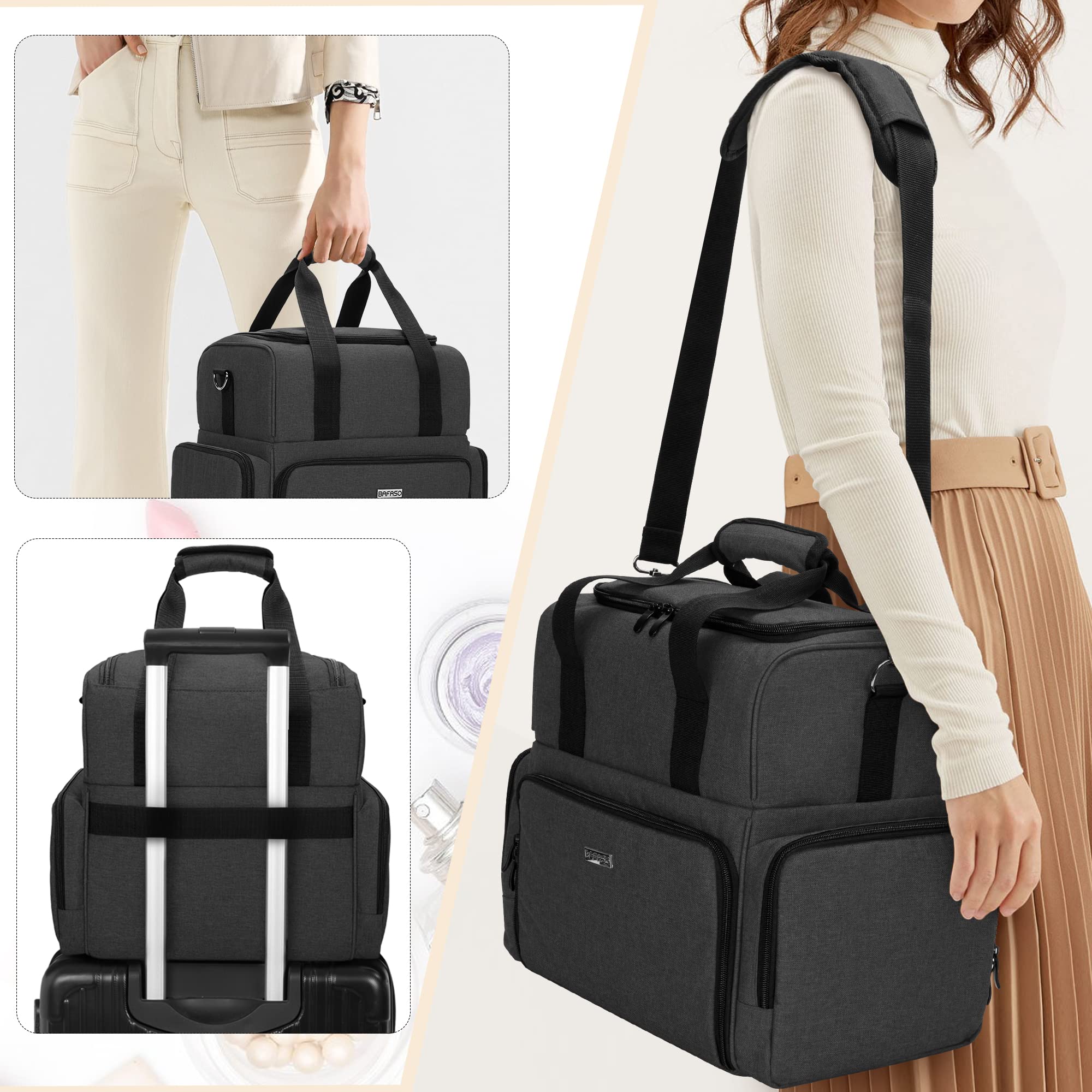 Foto 5 | Bolsa de Maquillaje de Viaje Bafaso de 2 Capas con 3 Bolsas de Nailon Negro - Venta Internacional