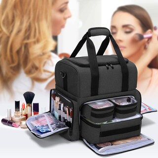Foto 7 | Bolsa de Maquillaje de Viaje Bafaso de 2 Capas con 3 Bolsas de Nailon Negro - Venta Internacional
