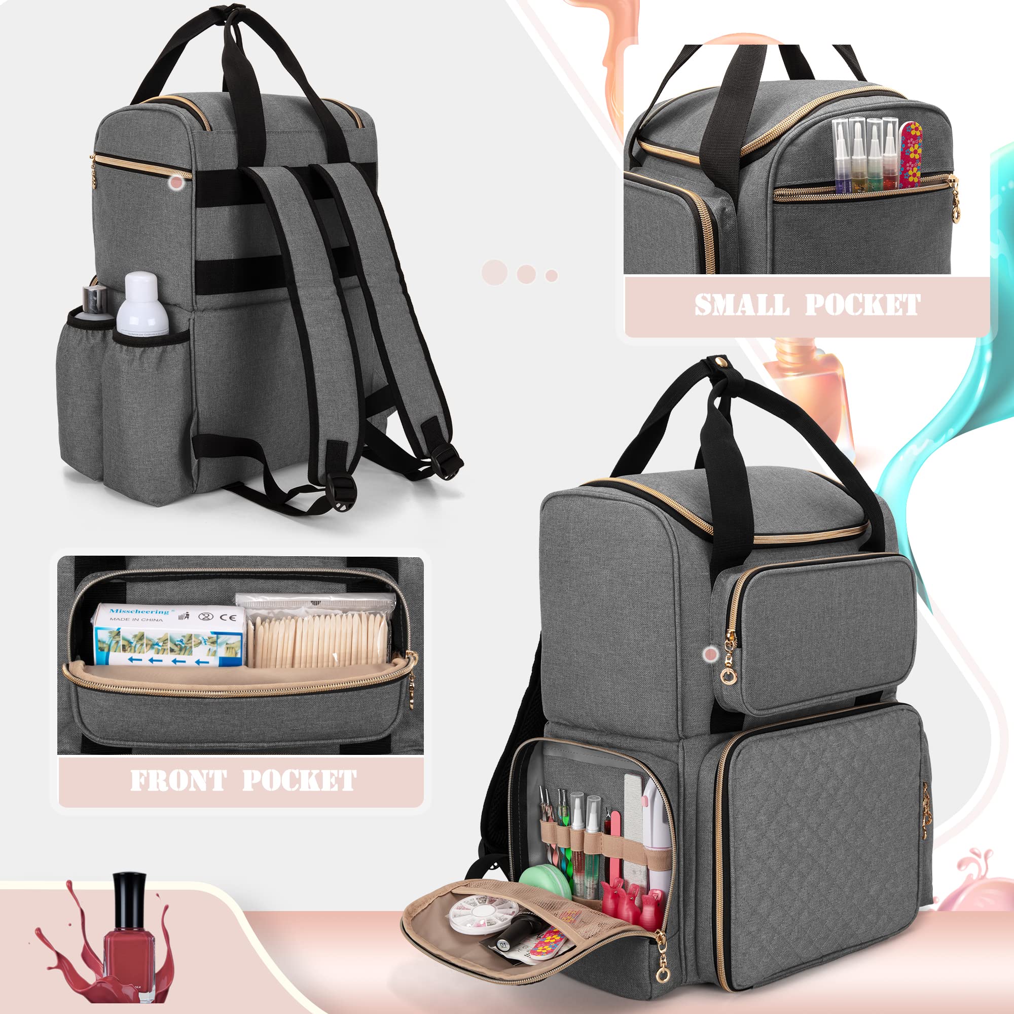 Foto 5 pulgar | Mochila Organizadora de Esmaltes de Uñas Luxja Gris para 70 Botellas - Venta Internacional