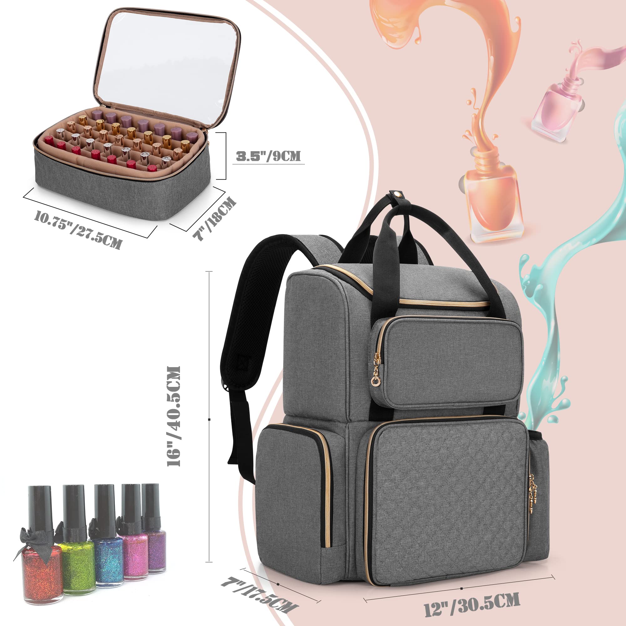 Foto 7 pulgar | Mochila Organizadora de Esmaltes de Uñas Luxja Gris para 70 Botellas - Venta Internacional