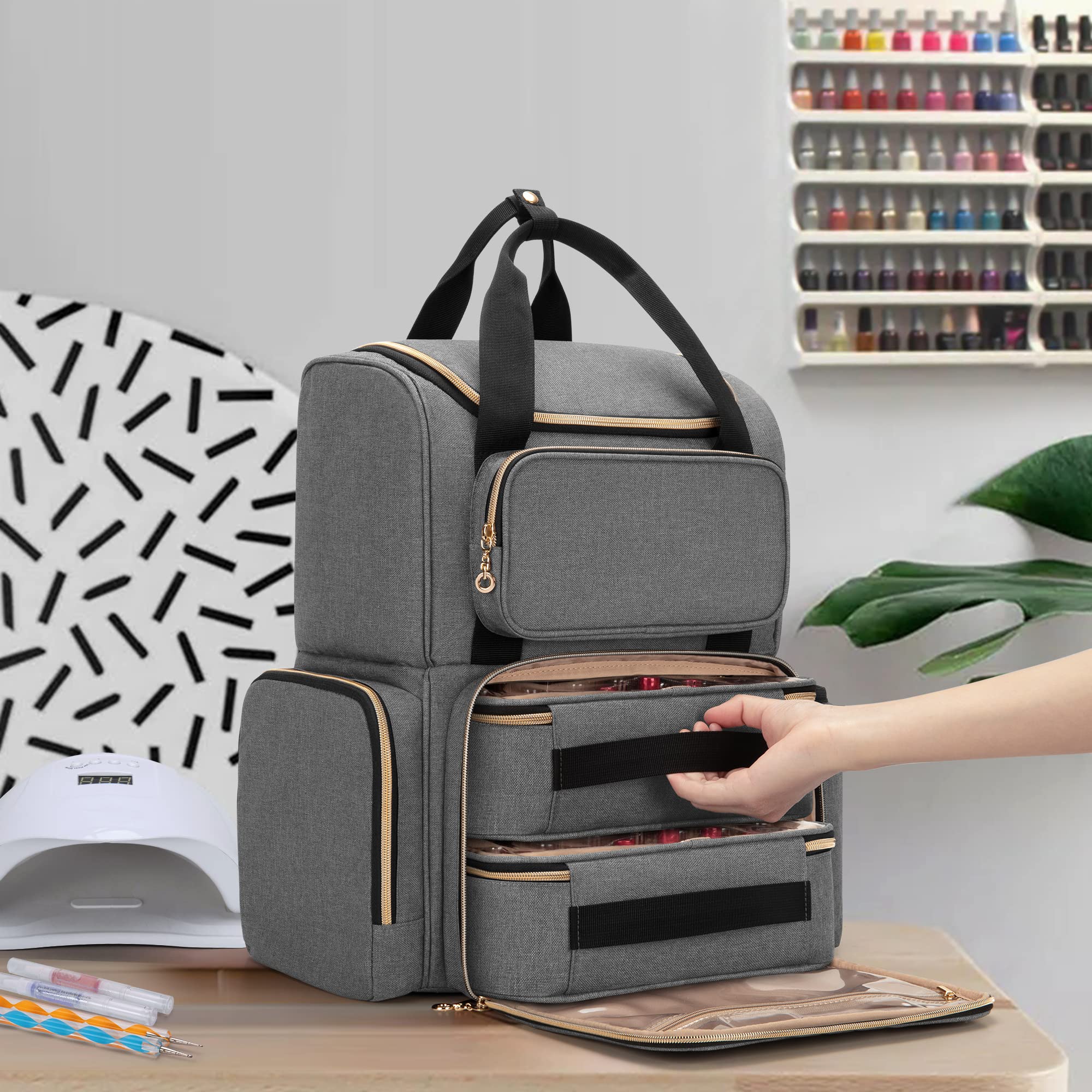 Foto 7 | Mochila Organizadora de Esmaltes de Uñas Luxja Gris para 70 Botellas - Venta Internacional