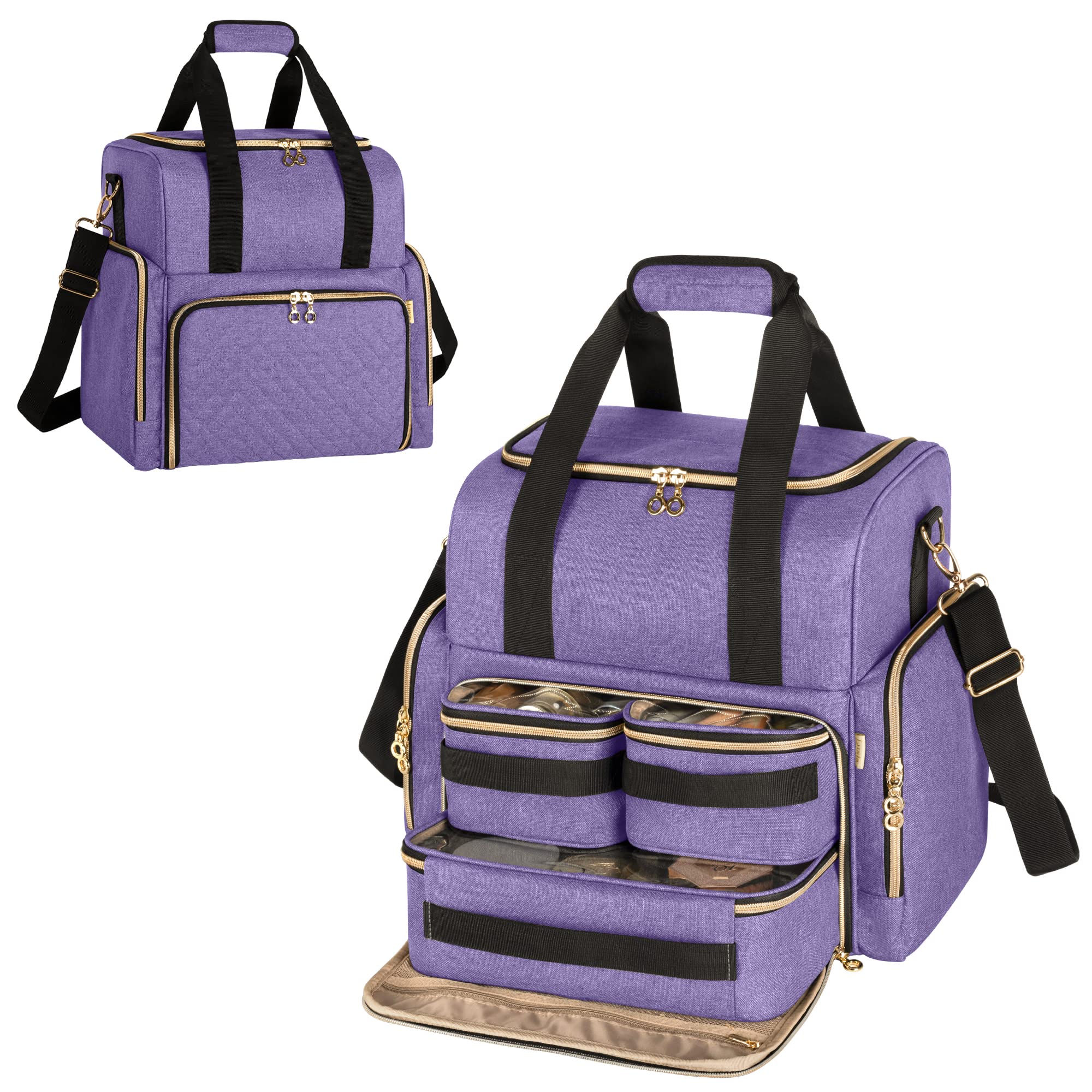 Foto 2 pulgar | Bolsa de Maquillaje Luxja Large Travel Con 3 Fundas Extraíbles Morado - Venta Internacional