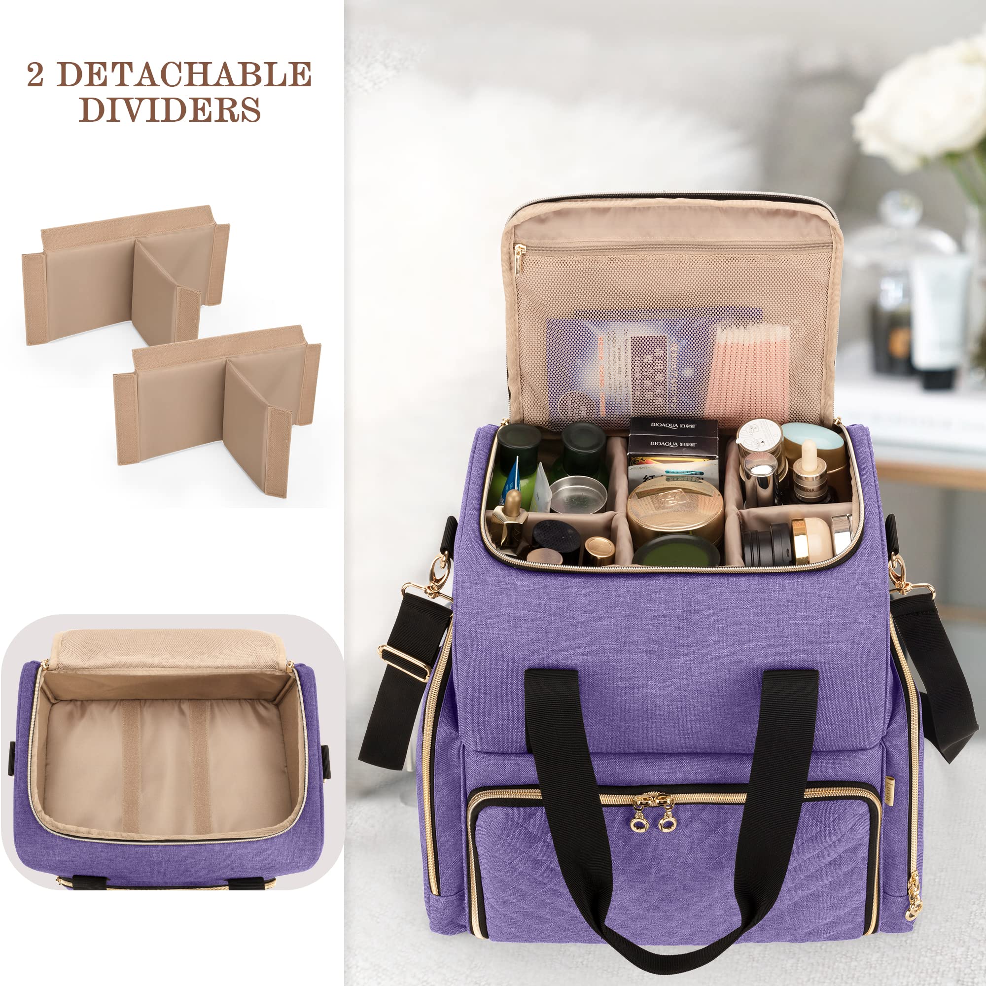 Foto 3 pulgar | Bolsa de Maquillaje Luxja Large Travel Con 3 Fundas Extraíbles Morado - Venta Internacional