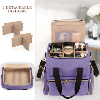Foto 2 | Bolsa de Maquillaje Luxja Large Travel Con 3 Fundas Extraíbles Morado - Venta Internacional