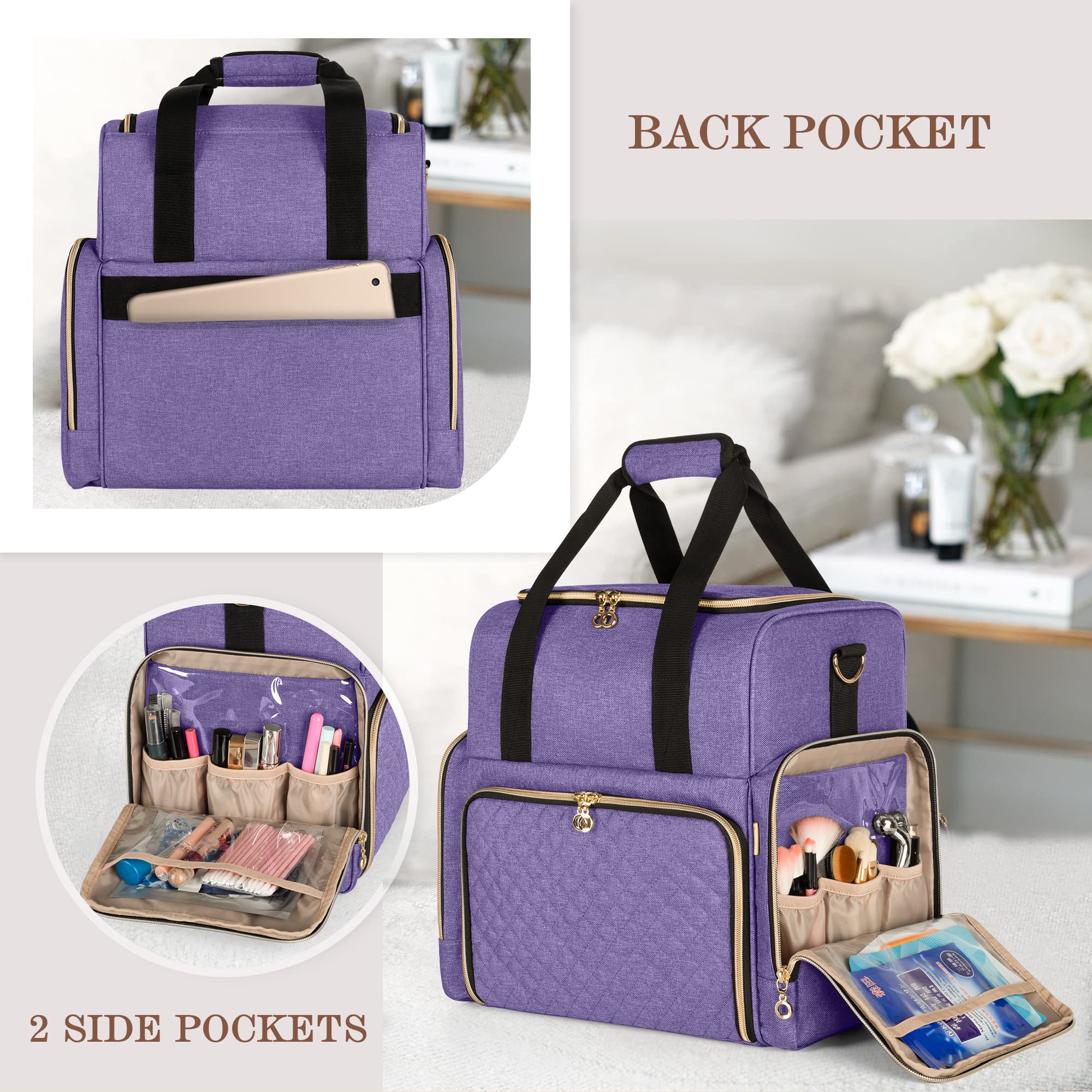 Foto 5 pulgar | Bolsa de Maquillaje Luxja Large Travel Con 3 Fundas Extraíbles Morado - Venta Internacional