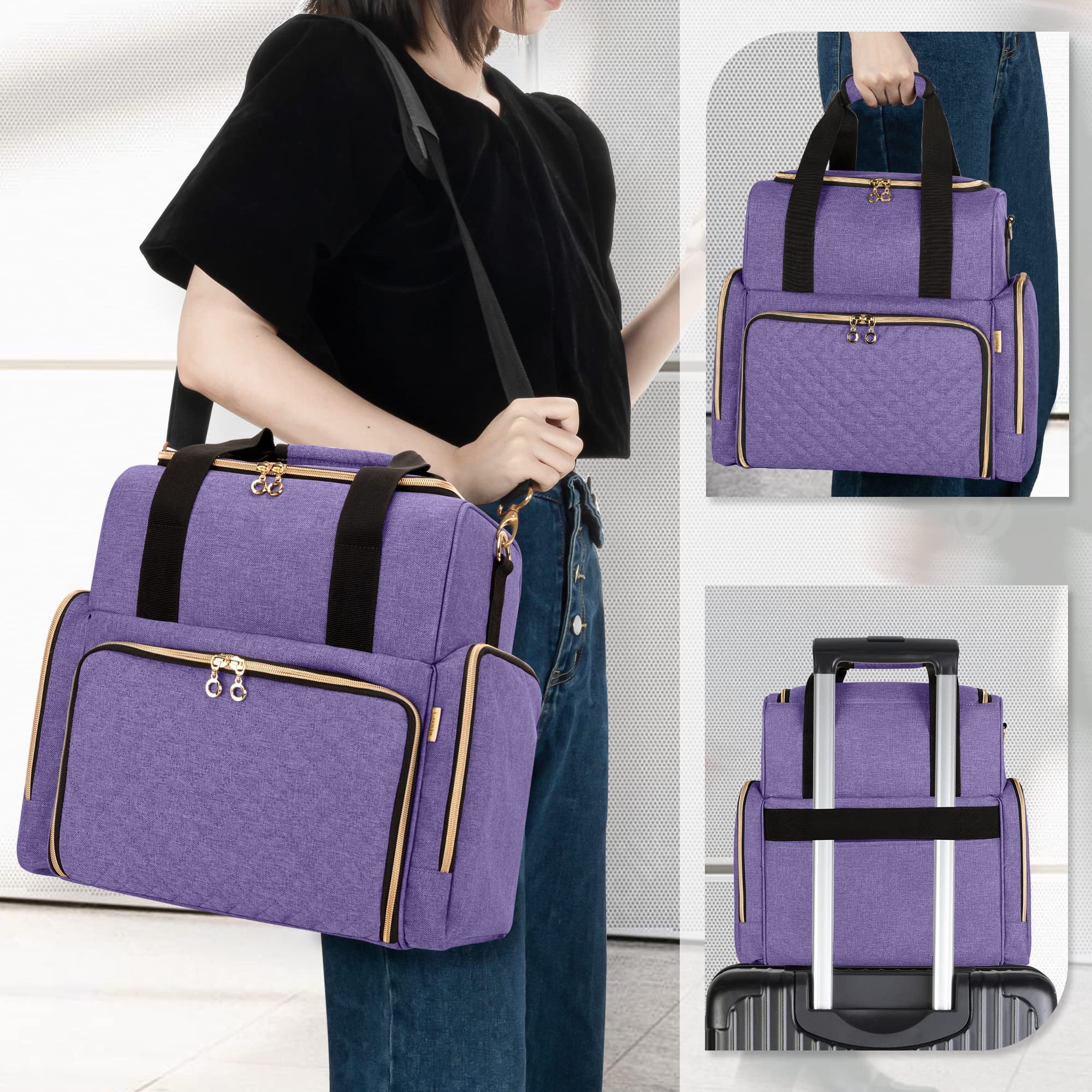 Foto 6 pulgar | Bolsa de Maquillaje Luxja Large Travel Con 3 Fundas Extraíbles Morado - Venta Internacional