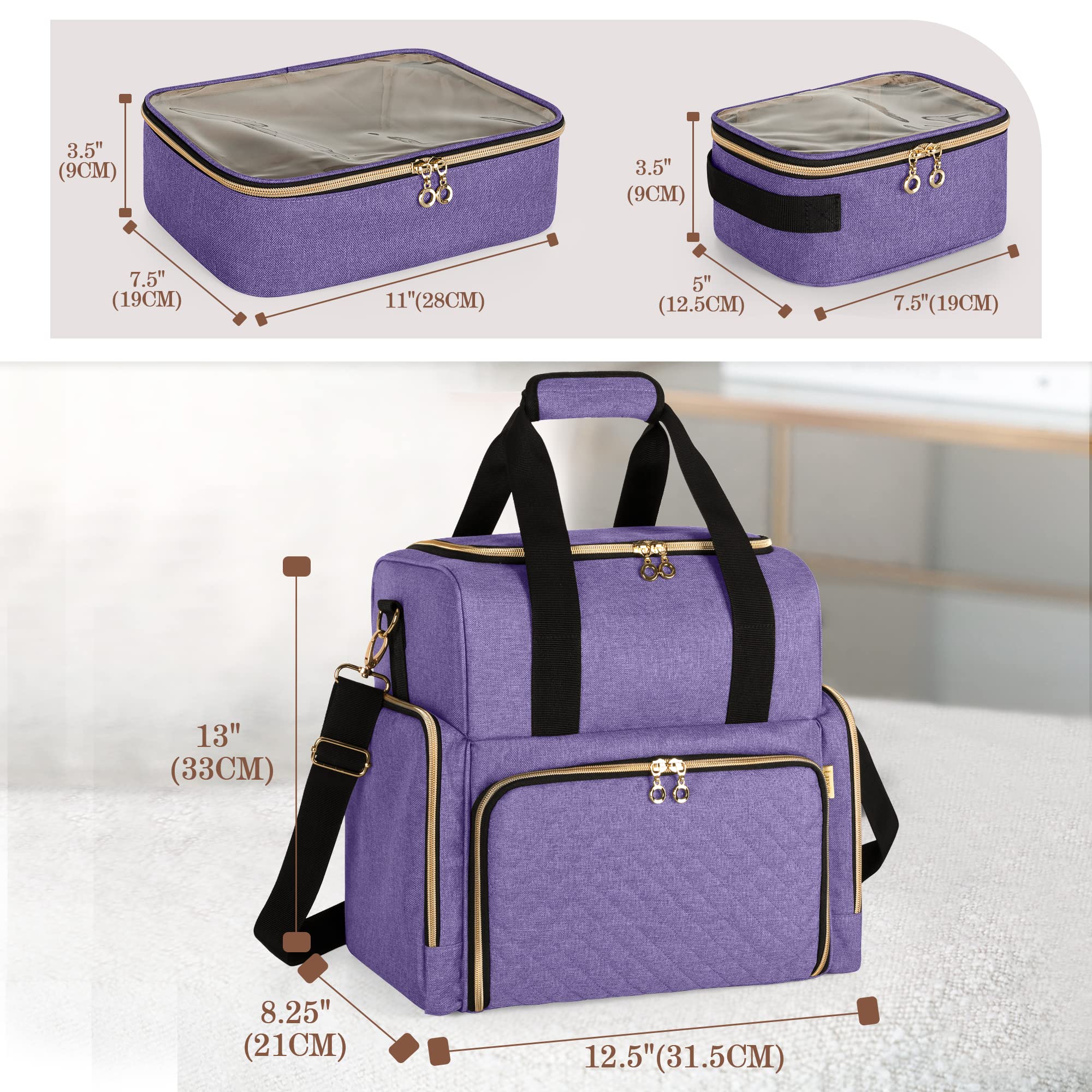 Foto 7 pulgar | Bolsa de Maquillaje Luxja Large Travel Con 3 Fundas Extraíbles Morado - Venta Internacional