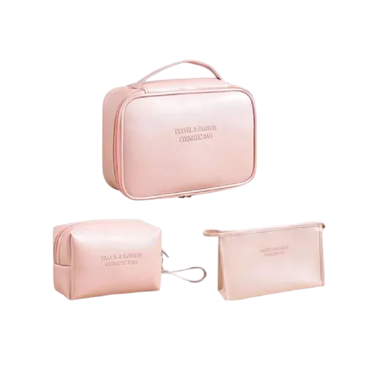 Estuches De Maquillaje Bolsa Cosmetiquera Set 3 Neceser Rosa