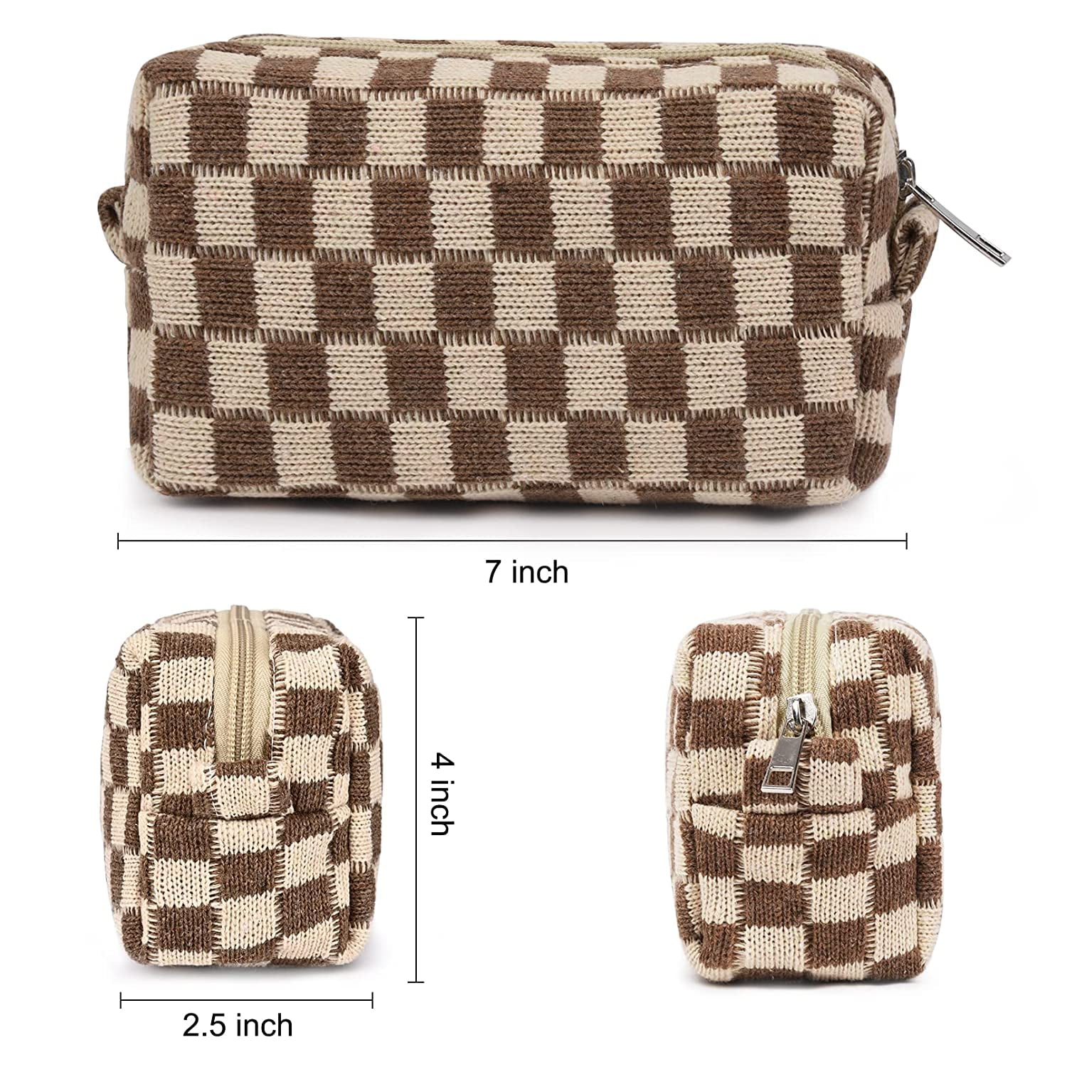 Foto 3 pulgar | Bolsa De Maquillaje Clackibukvyz A Cuadros Para Mujer, 2 Piezas - Venta Internacional.