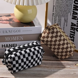 Foto 5 | Bolsa De Maquillaje Clackibukvyz A Cuadros Para Mujer, 2 Piezas - Venta Internacional.
