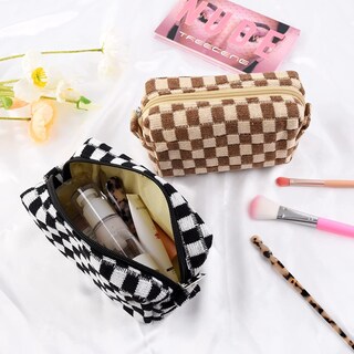 Foto 7 | Bolsa De Maquillaje Clackibukvyz A Cuadros Para Mujer, 2 Piezas - Venta Internacional.