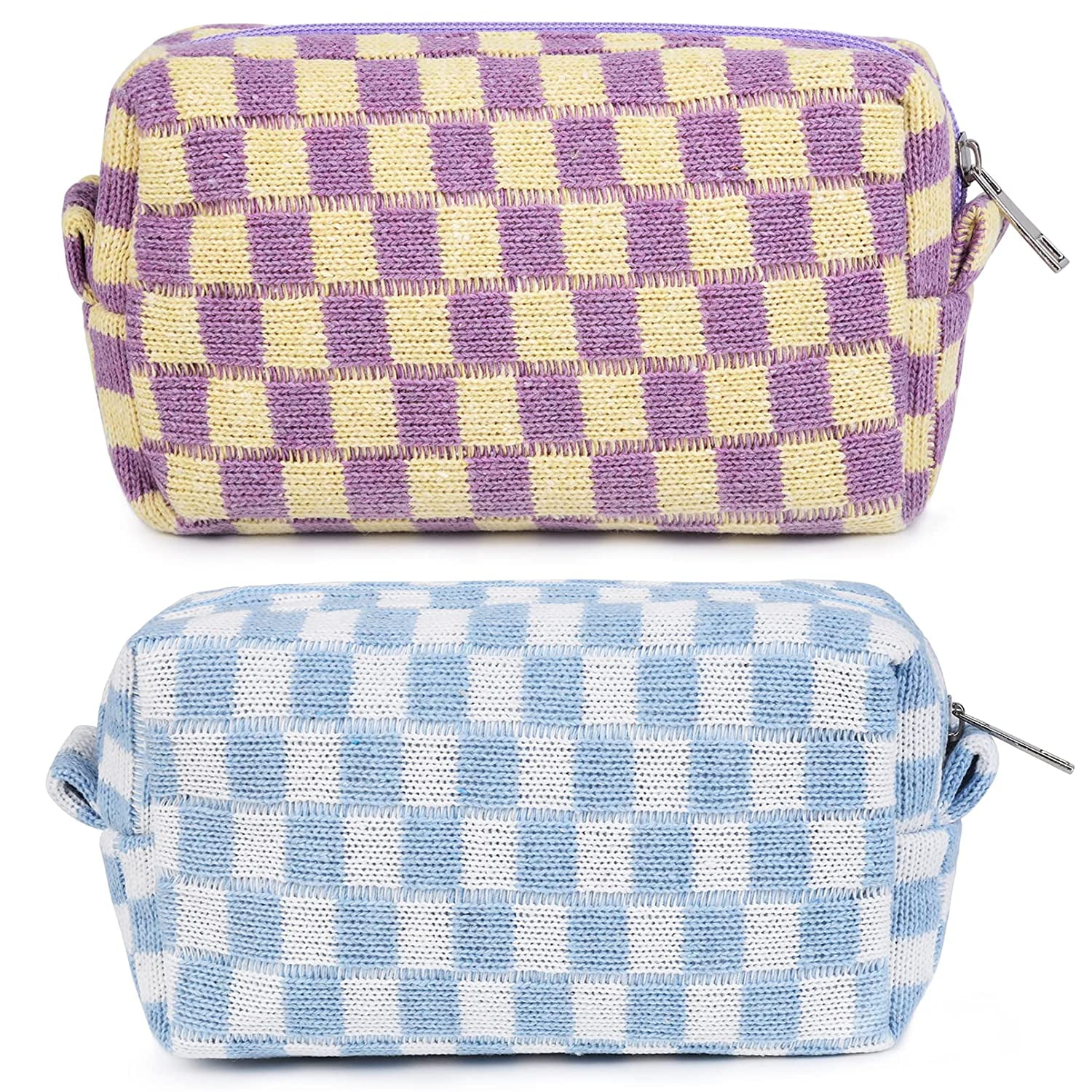 Foto 1 | Bolsa De Maquillaje Clackibukvyz A Cuadros Morados Y Azules De 2 Piezas - Venta Internacional.