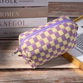 Foto 2 | Bolsa De Maquillaje Clackibukvyz A Cuadros Morados Y Azules De 2 Piezas - Venta Internacional.