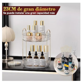 Foto 3 | Organizador De Maquillaje Cosméticos Rotación Acrílico 360° 2 Niveles Transparencia