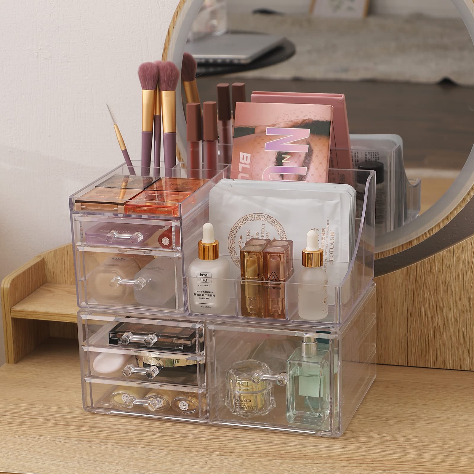 Foto 4 | Organizador De Maquillaje Cq Acrílico Transparente, Paquete De 2 Con 6 Cajones - Venta Internacional.