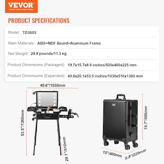 Foto 7 | Estuche De Maquillaje Vevor Con Cerradura, Espejo Iluminado Y Altavoz - Venta Internacional.