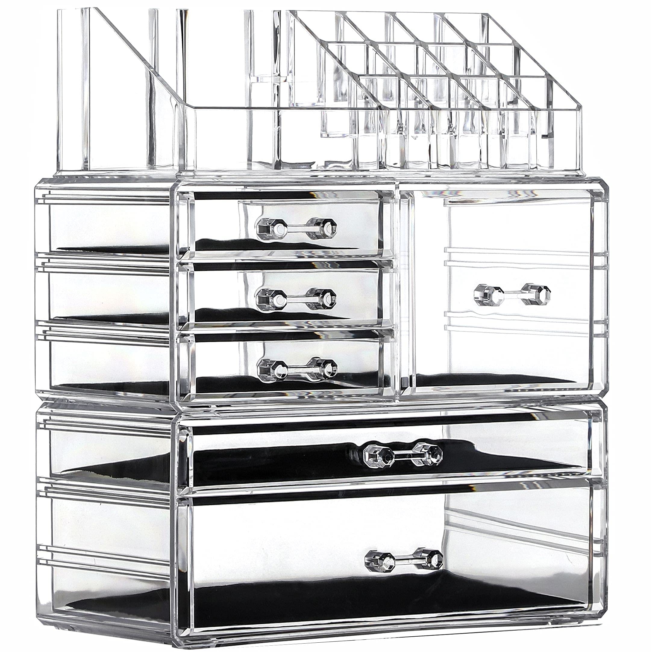 Organizador De Maquillaje Cq Acrílico Transparente, Apilable, 6 Cajones, X3 - Venta Internacional.