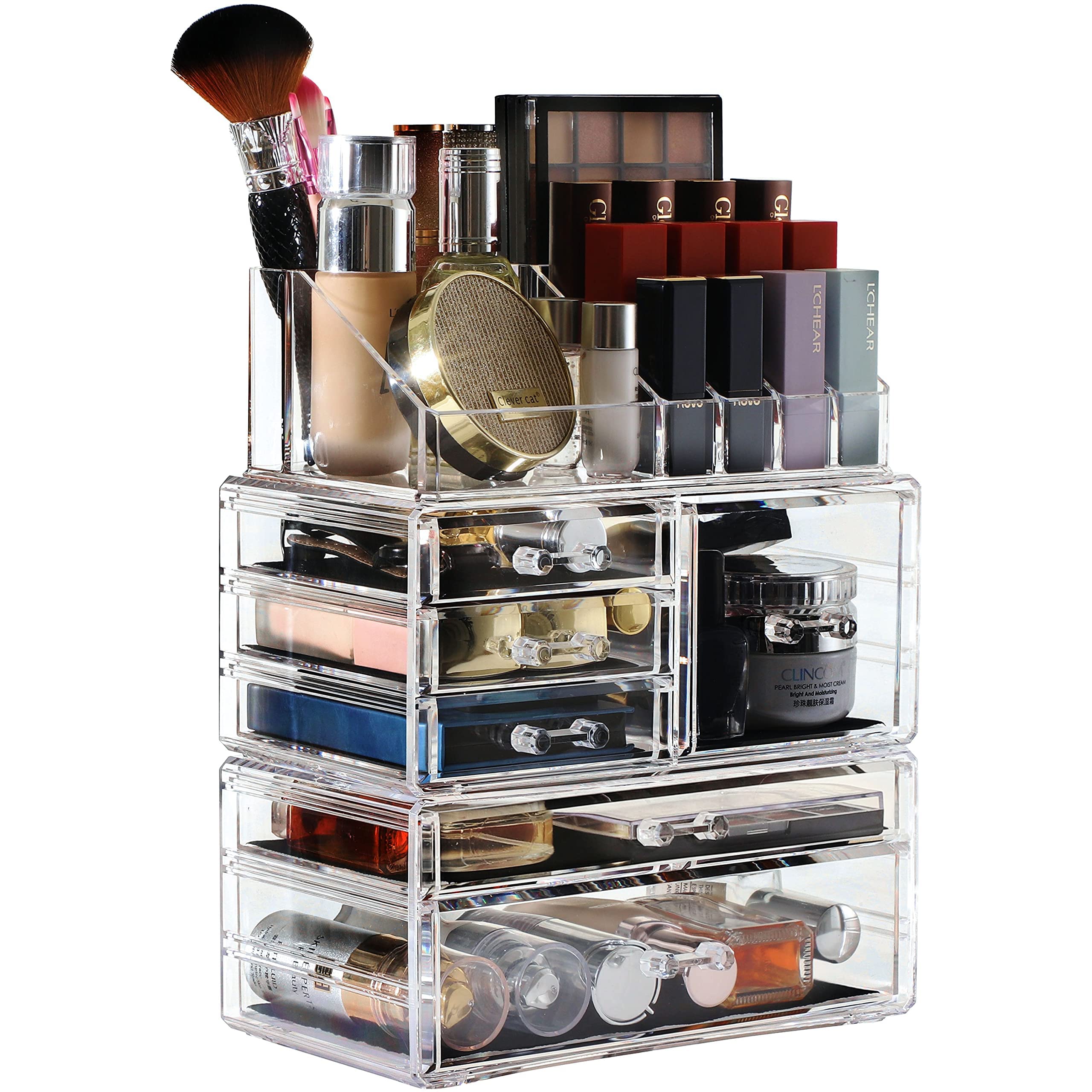 Foto 7 | Organizador De Maquillaje Cq Acrílico Transparente, Apilable, 6 Cajones, X3 - Venta Internacional.