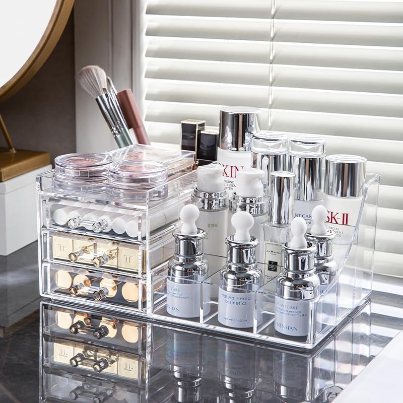 Foto 3 | Make Up Organizer Cq, Encimera Acrílica Transparente Con 3 Cajones - Venta Internacional.