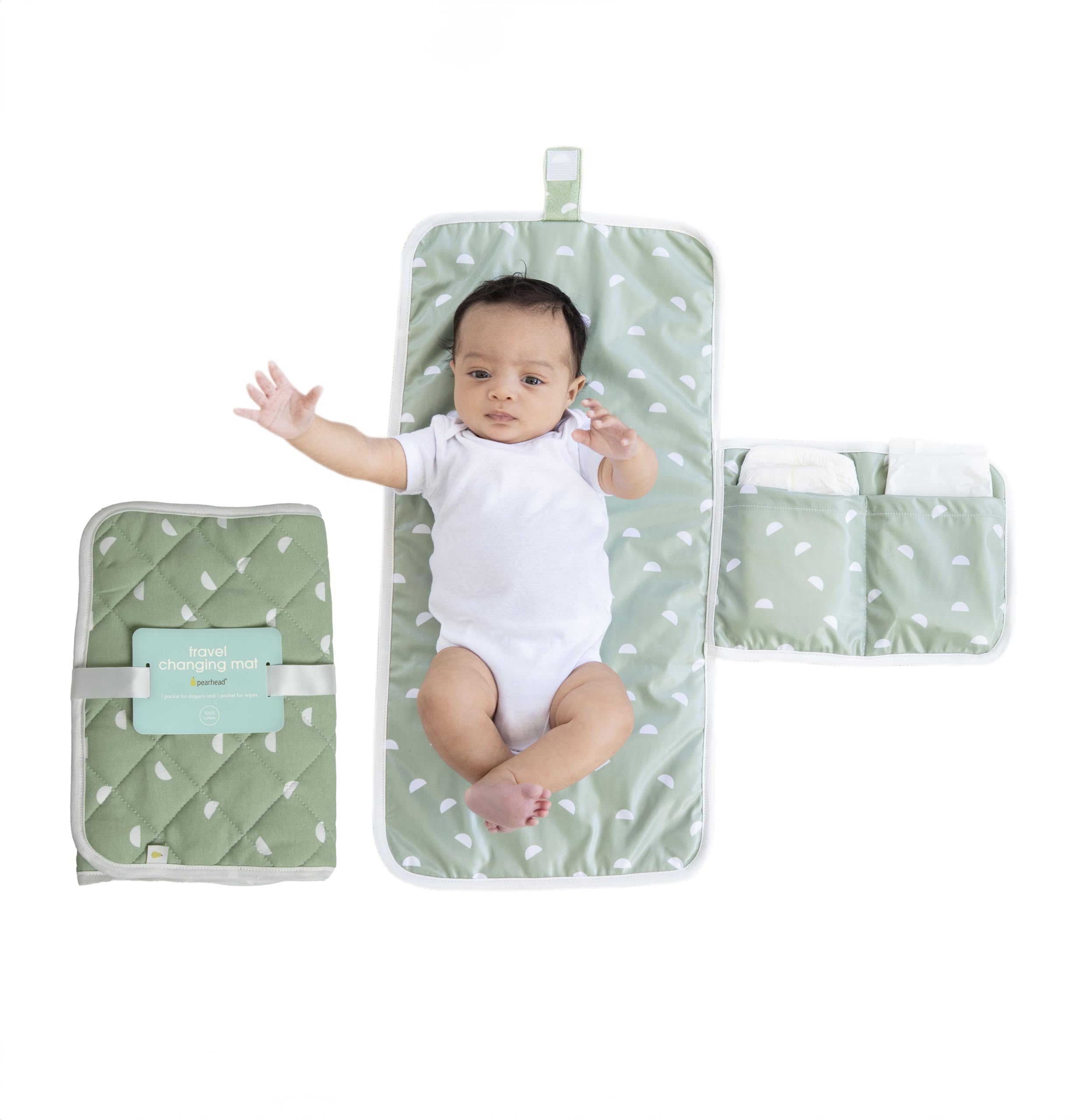 Cambiador Pearhead Baby, Lavable Con Un Paño, Portátil, Verde Salvia - Venta Internacional.