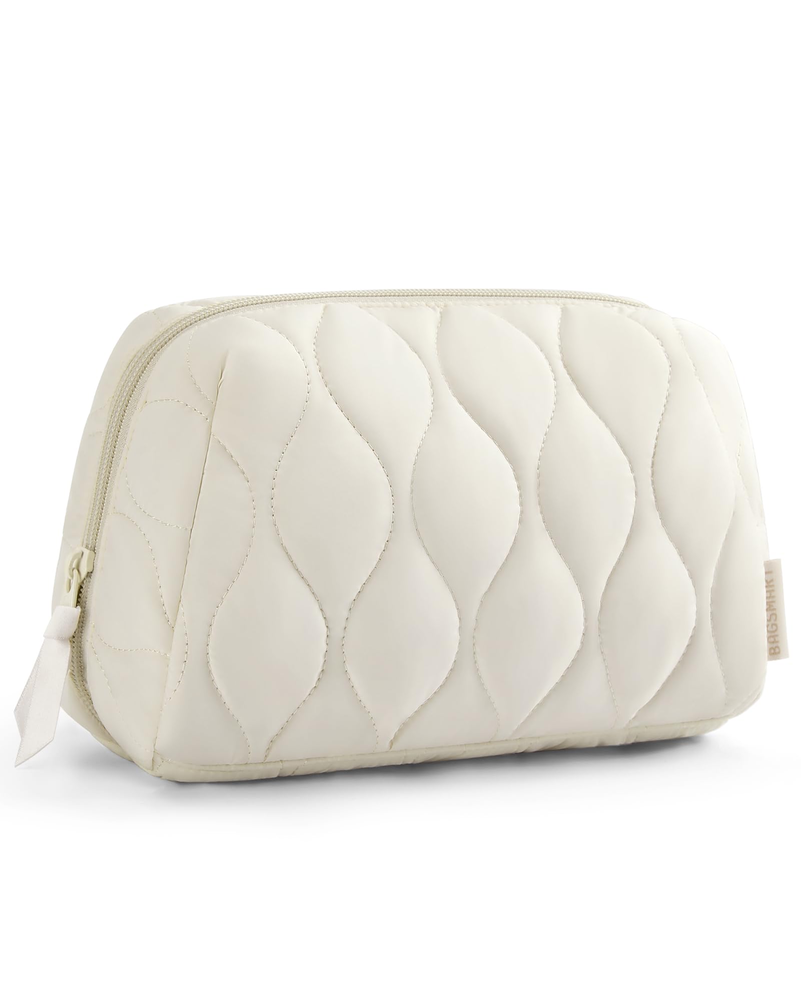 Bolsa De Maquillaje Bagsmart Puffy, Acolchada, De Viaje, Cosmética, Beige, Para Mujer - Venta Internacional.