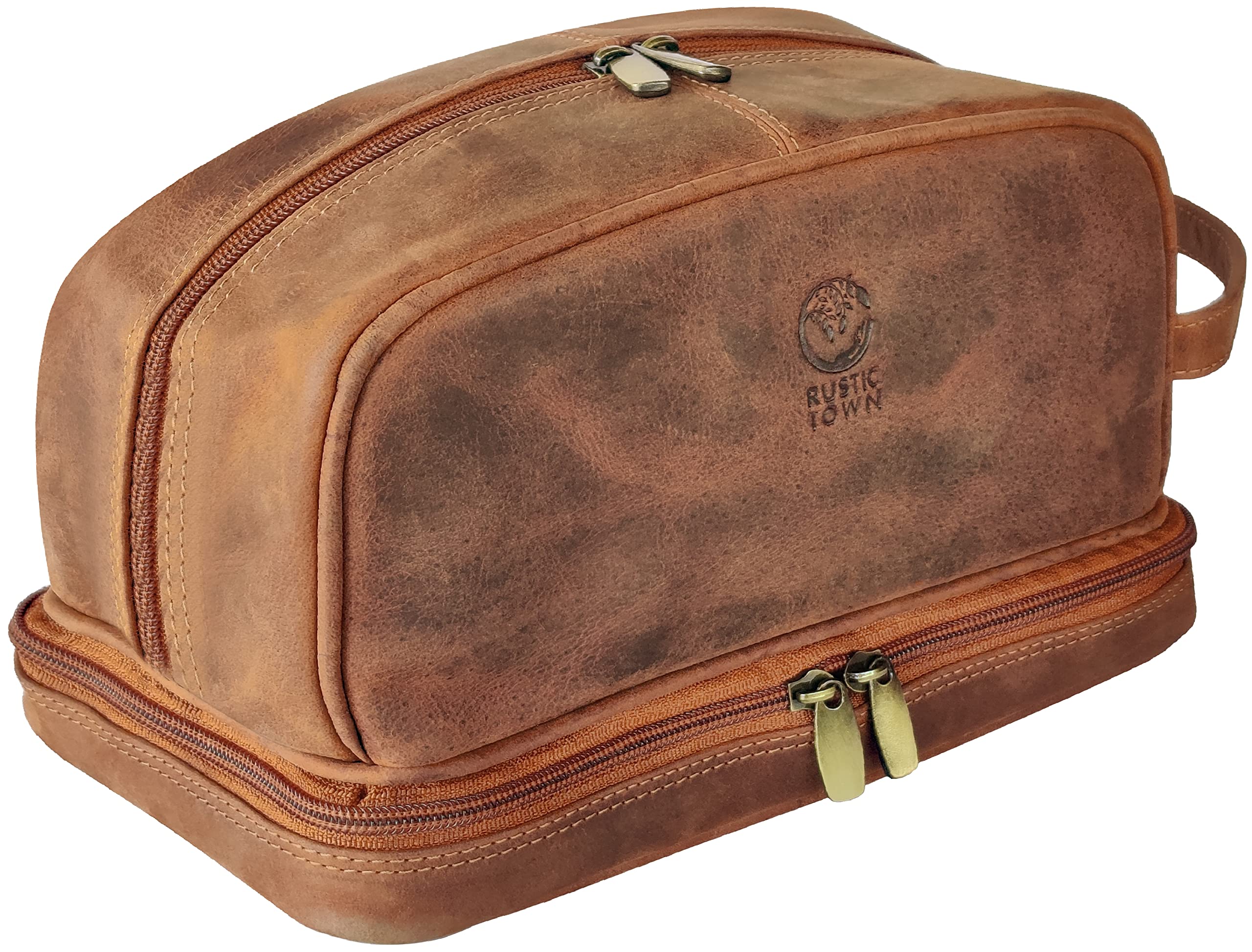 Bolsa De Cosméticos Rustic Town De Cuero Genuino Para Viaje, Marrón, Para Hombre - Venta Internacional. $1,424