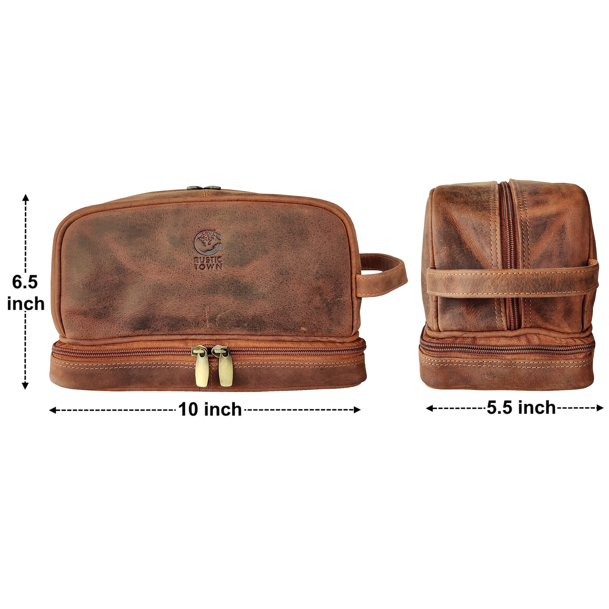 Foto 4 pulgar | Bolsa De Cosméticos Rustic Town De Cuero Genuino Para Viaje, Marrón, Para Hombre - Venta Internacional.